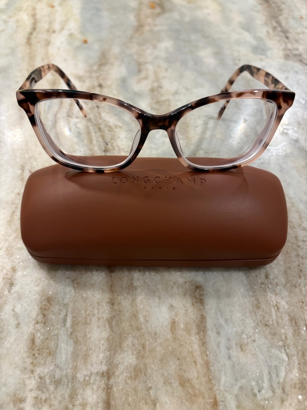 Longchamp Women's Brown Tortoise Cat-Eye Glasses Frame, mod 2680, branded case